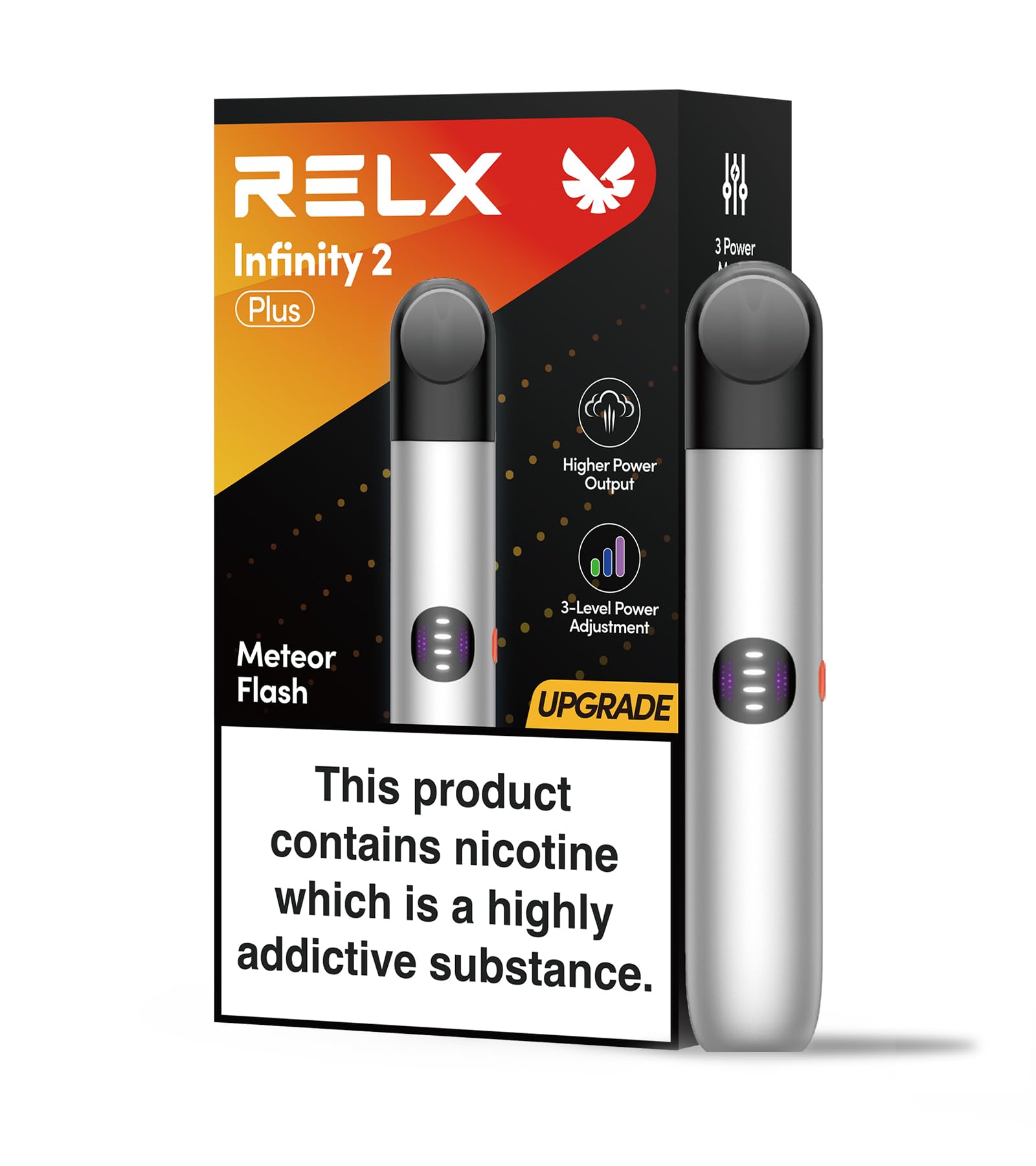 RELX Infinity 2 Plus Vape Device, 3 Power Modes Refillable Vape Kit, Vapes Rechargeable, Fast Charge, 440mAh, LED Indicator, Pods Not Included-Meteor Flash
