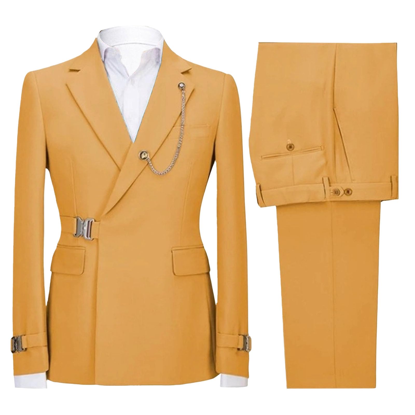 Costume Homme Coupe Classique 2 Pièces Smoking Ajusté Veste Pantalon Revers Pointus Mariage Affaires