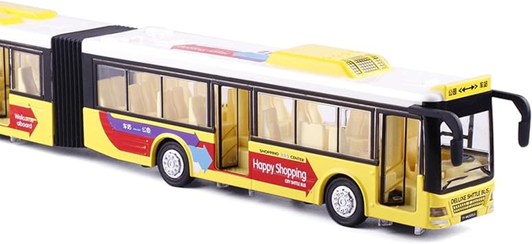 Bus Toy Articulated Toy Pull Back Alloy Sound Effects Opening Doors Light Suitable Girls Party Gift É, Yellow