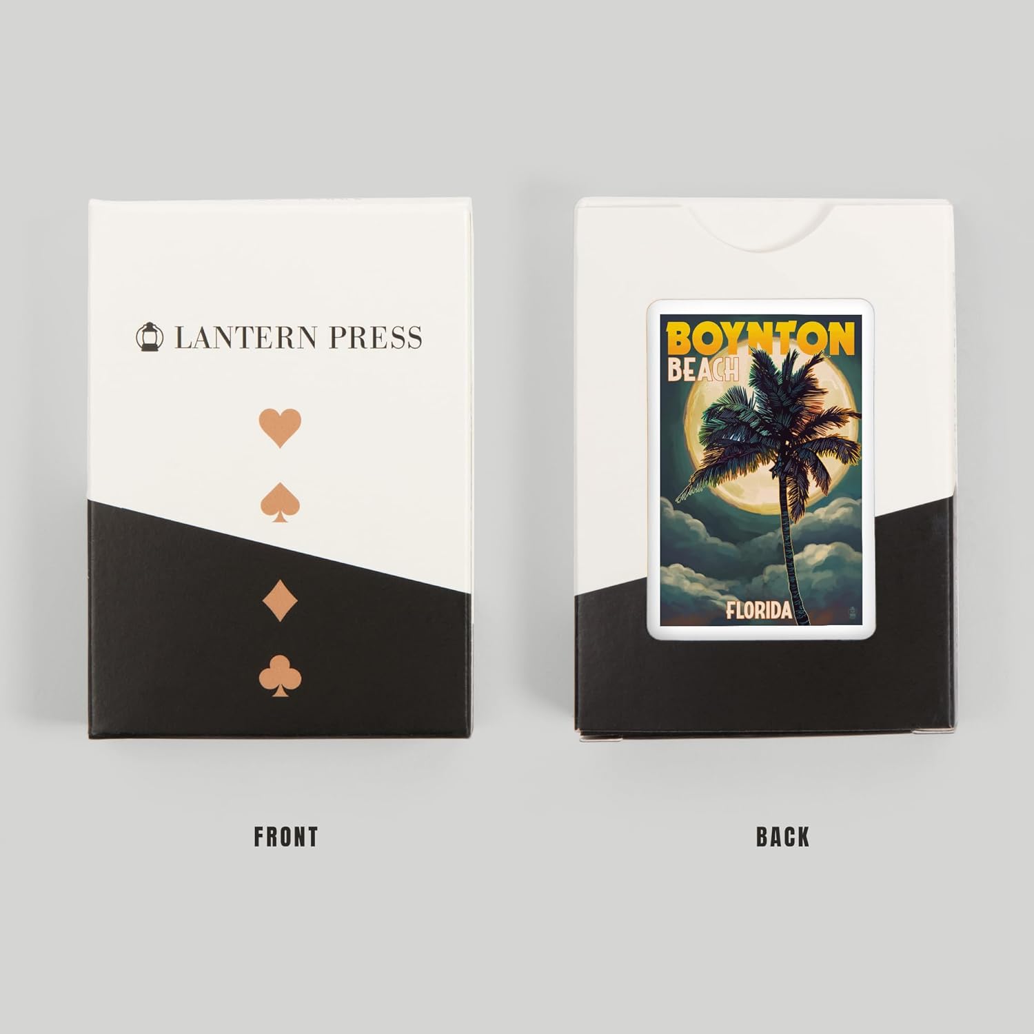 Lantern Press Boynton Beach, Florida, Palm and Moon, 52 Playing Cards for Adults, Poker Size Card Deck