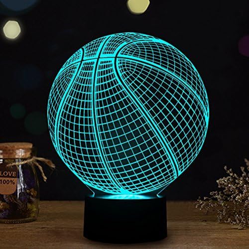 Miniatura 4 de Wiscky Luz de noche con ilusión 3D de baloncesto, luces LED nocturnas para regalo de cumpleaños de niños, 7 colores cambiantes, interruptor táctil,