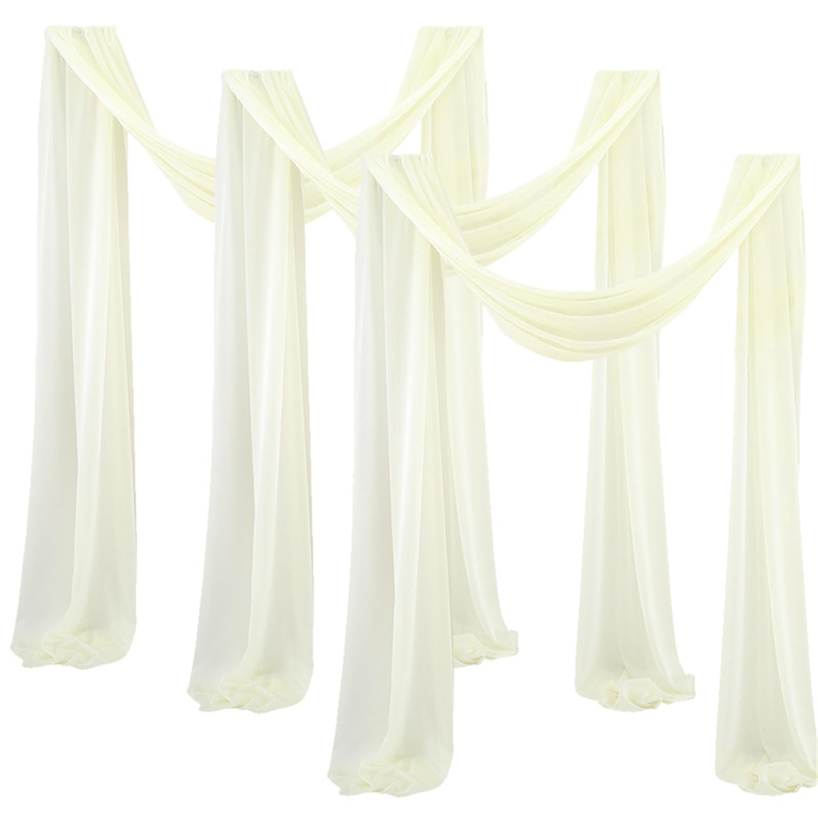 Chickwin Tenture Mariage, 3 Pièces Voilage Elégant Arche Mariage Tenture, Fond de Rideau Mousseline de Soie pour Décoration Mariagé, Cérémonie, Fête, Toile de Fond (Beige,75x600cm)