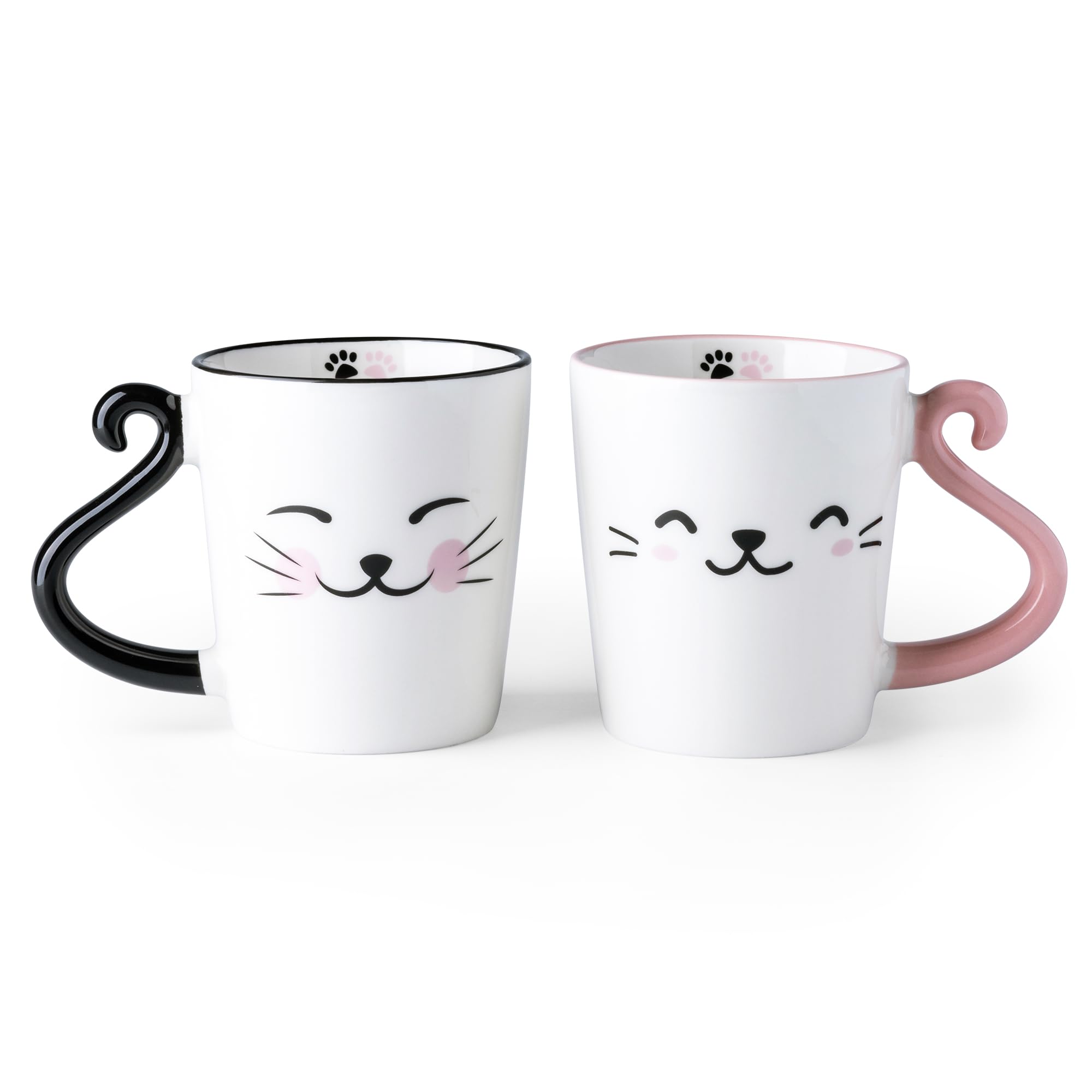GBHOME Cat Ceramic Coffee Mugs Set of 2, 12oz Handmade Coffee Mugs Set for Couples Cat Lovers,Wedding Gifts,Anniversary Engagement Gifts,Dishwasher & Microwave Safe-cat-3