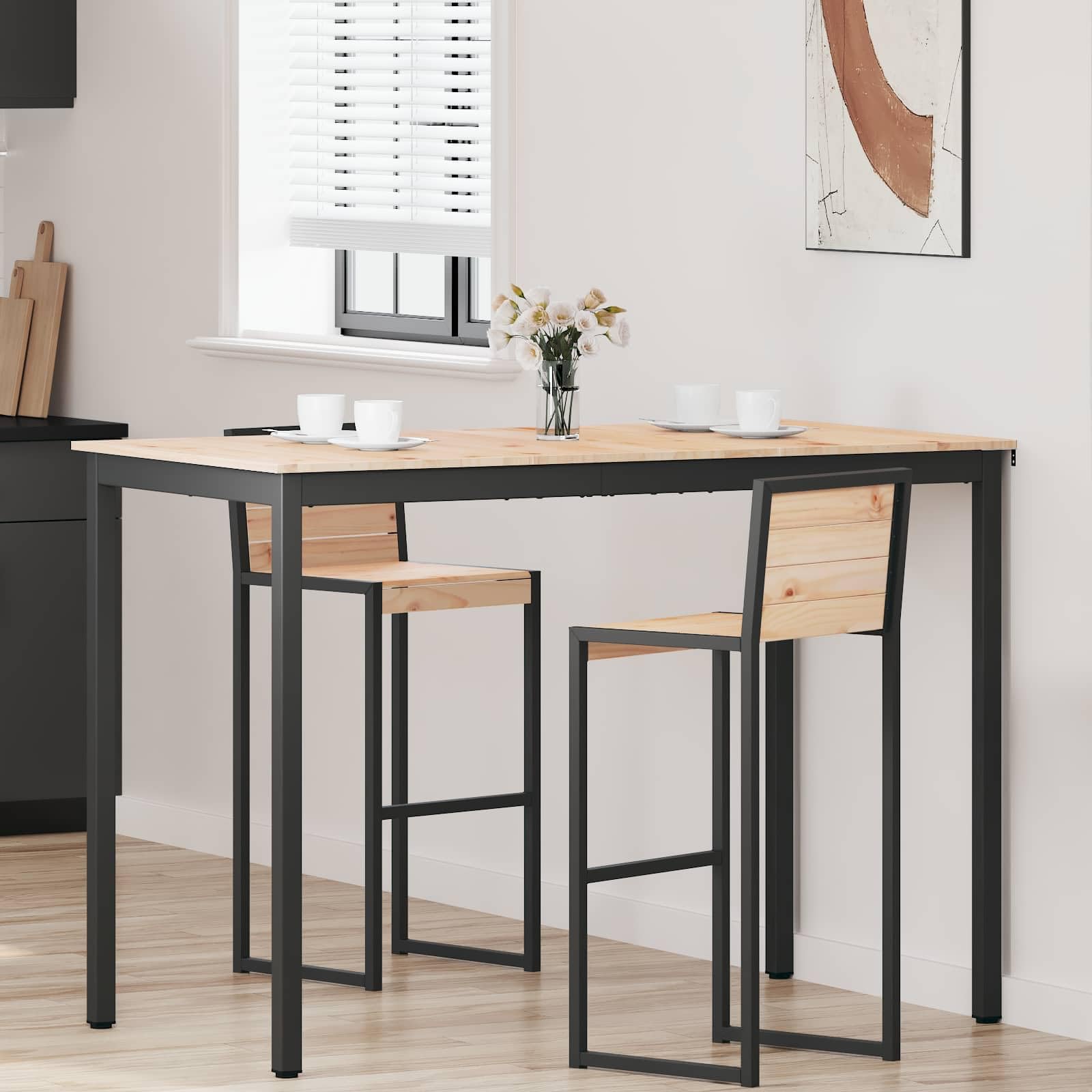 Tavolo da bar naturale, 150 x 80 x 105 cm, in legno di pino massiccio