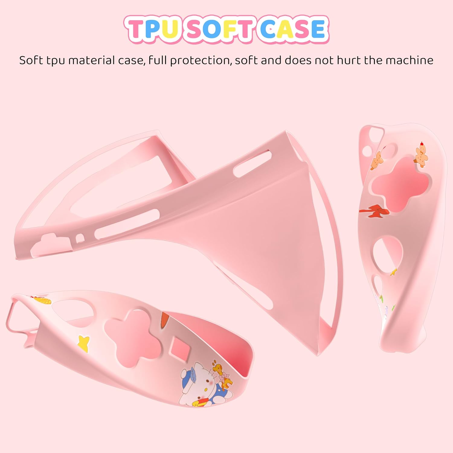 HYPERCASE Cute NS Switch Case of Cartoon Cat, Pink 8 in 1 Accessories Kit Include Switch Travel Carrying Bag, Soft Protective Case Cover, Screen Protector, Shoulder Strap, 2 Thump Caps - Image 5