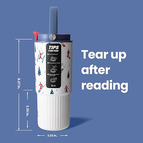 Miniatura 5 de BOTTLE BOTTLE Botella de agua aislada con popote y asa, botellas de agua de acero inoxidable para automóvil, deportes, hogar, oficina y escuela,