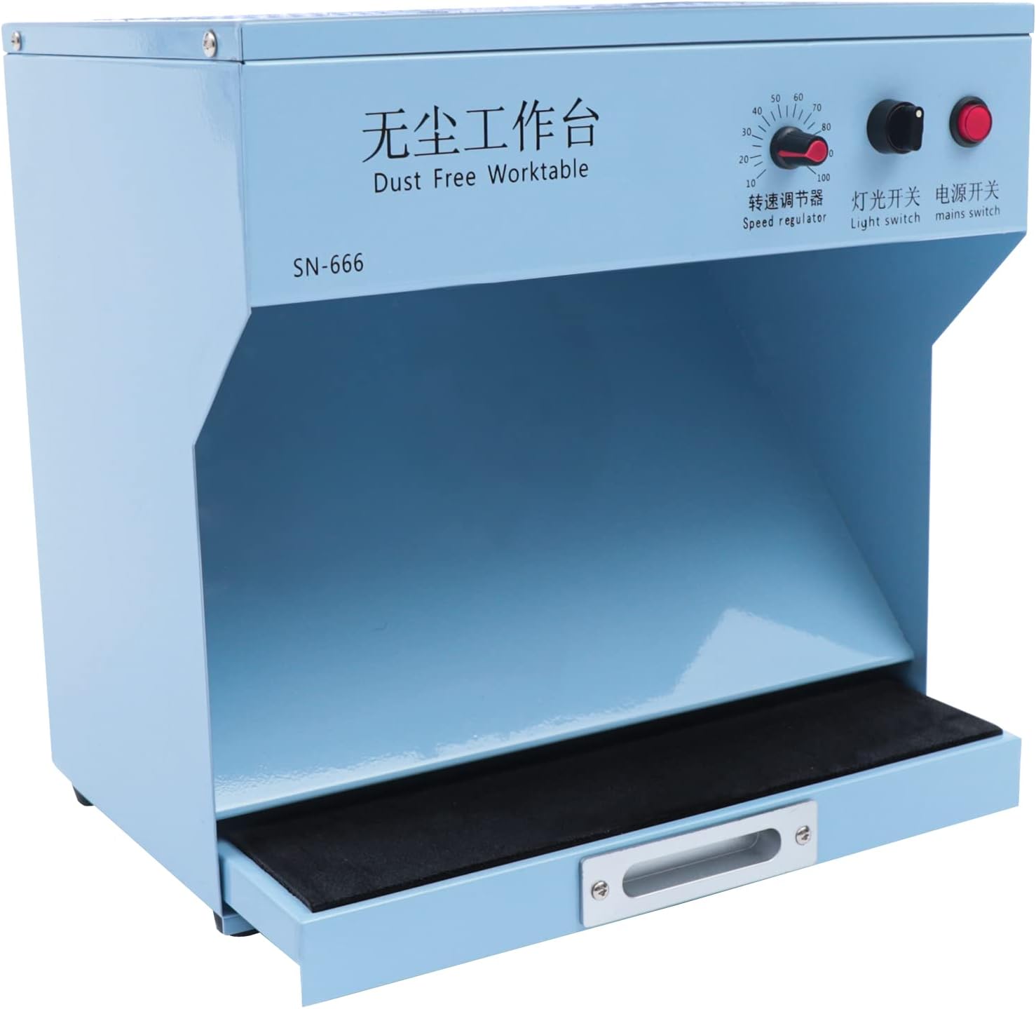 Laminar Flow Hood, 110V Air Flow Clean Bench Workstation Mini Dust Free Room Worktable, Aluminum Alloy Clean Workbench Adjustable Wind Speed for Phone LCD Repair, 14.76 * 12.2 * 11.8in