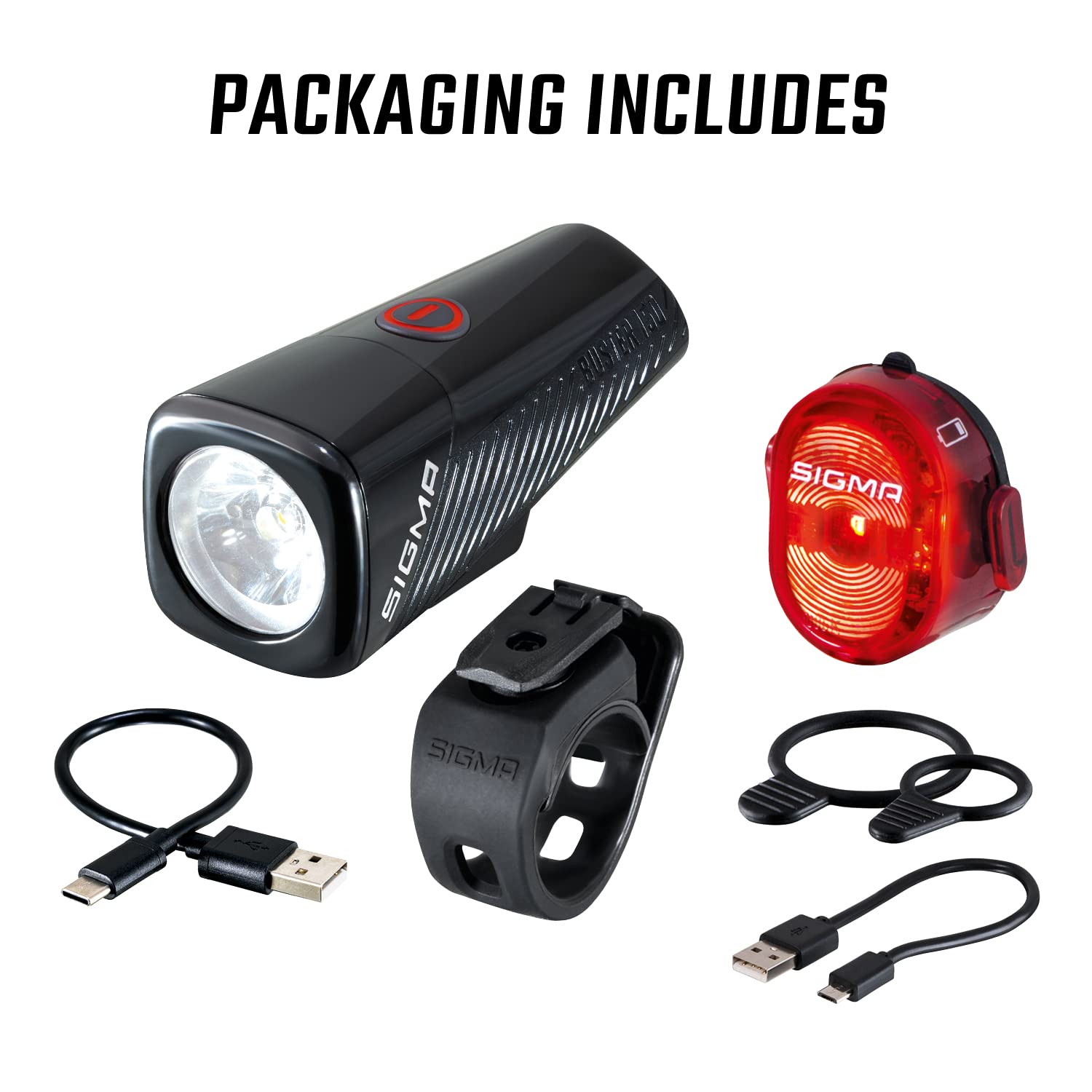 SIGMA Sport Buster 150 FL | Buster 150 FL i Nugget II Flash, światło rowerowe LED 150 lumenów, przednie światło akumulatorowe z pięcioma trybami oświetlenia, mocowanie z funkcją szybkiego zwalniania