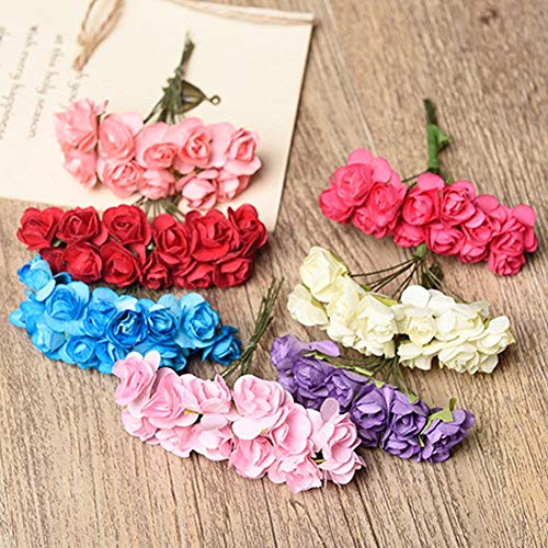 Zorpia Mini Fake Rose Flower Heads 144Pcs Mini Artificial Mulberry Paper Roses Flower With Wire Stem Diy Wedding Flowers Accessories Make Bridal Hair Clips Headbands Dress (Brown) #TOP4