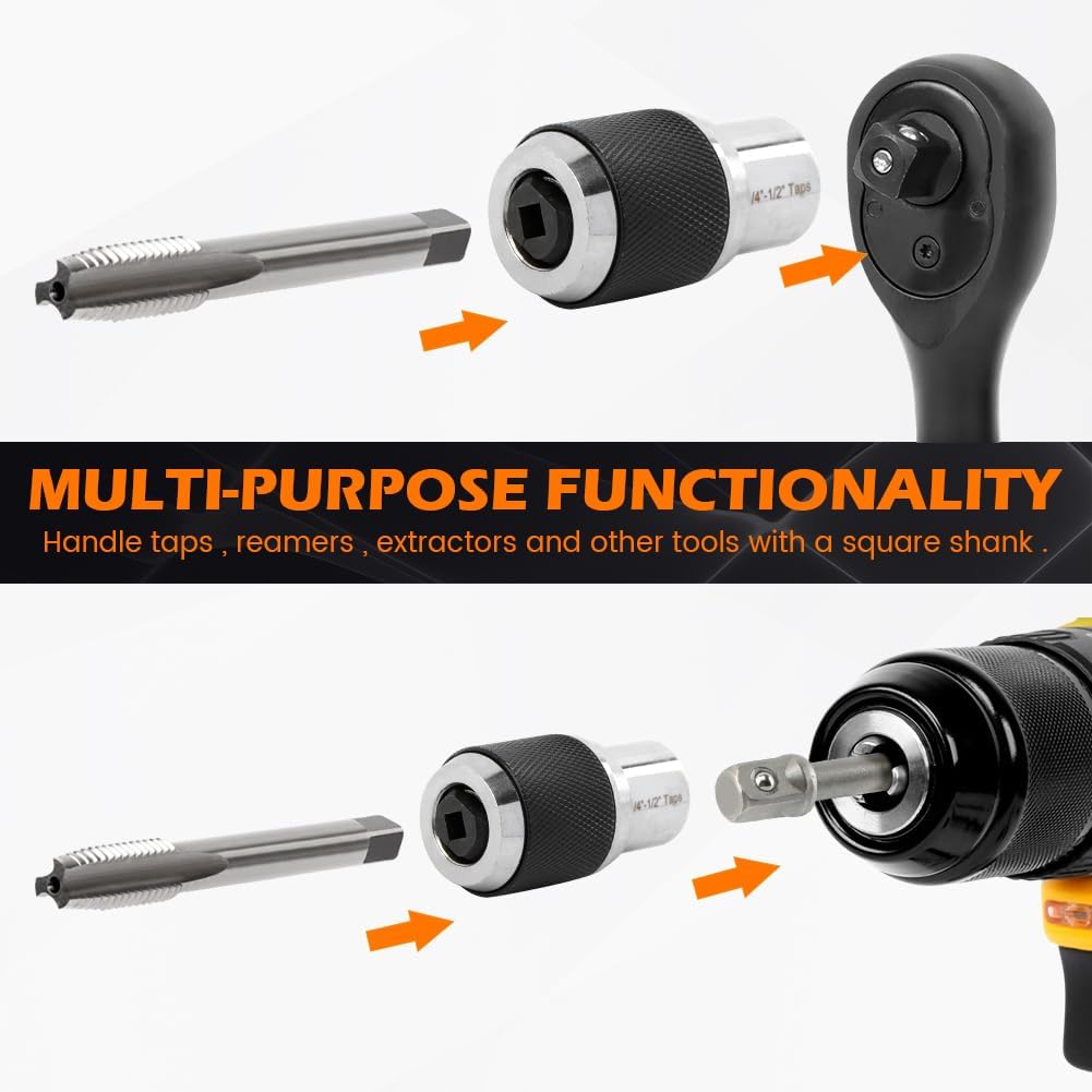 Tap Socket Set, 2pcs Tap Sockets With 1pc 3/8" Socket Adapter, Adjustable Taps Extractor Tool, Durable Threading-Tap Extractors for Taps Reamers Screw Extractors(COLOR:Black)
