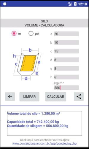 Silo - Volume - Calculadora