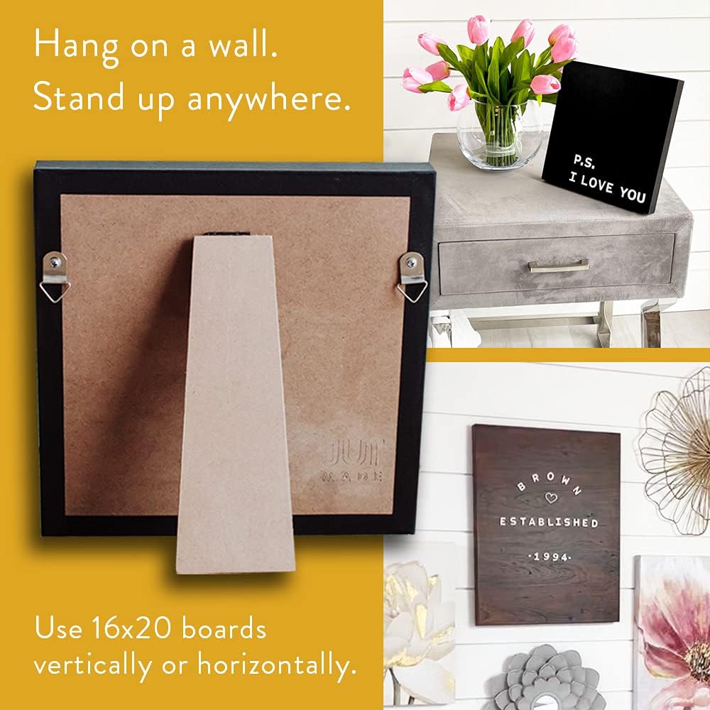 Magnetic Letter Board – Changeable Message Sign for Home, Office and Room Décor – 16x20 Inch – Smoke Wood Frame with White Letters image 3
