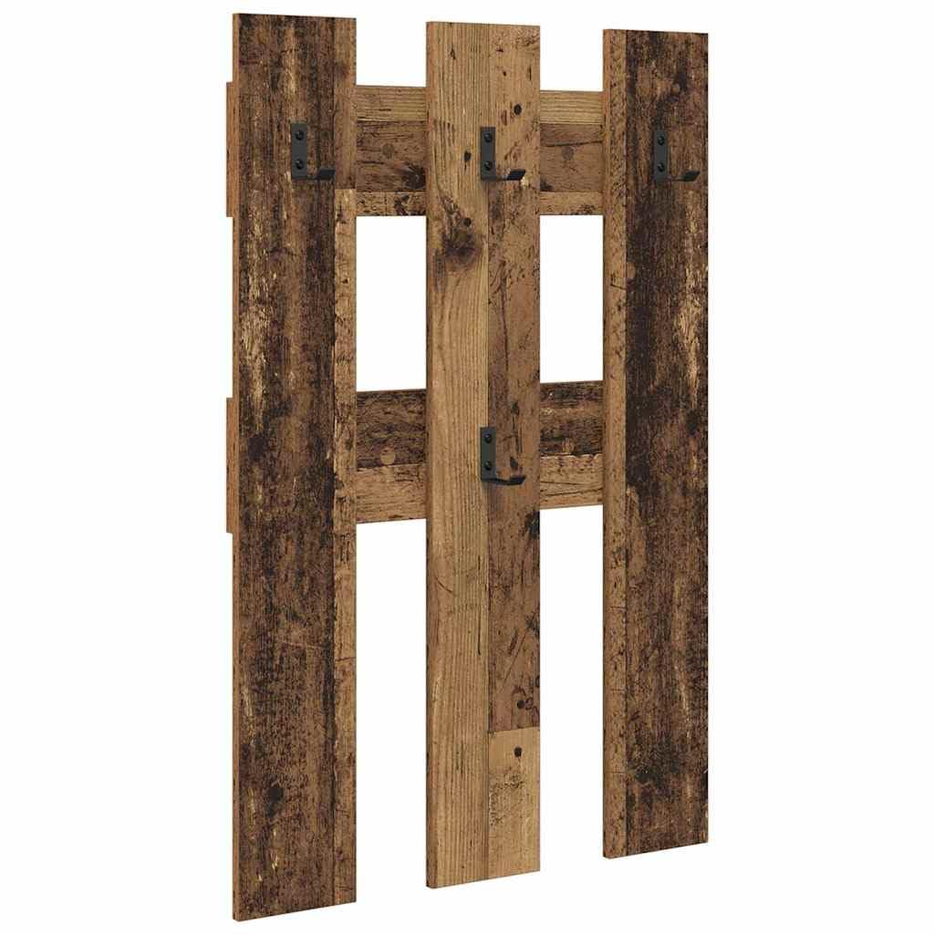 Wandmontierter Garderobenständer aus Holzwerkstoff in Altholz-Optik - Modernes Design, robust und platzsparend für Flur, Büro und Wohnzimmer