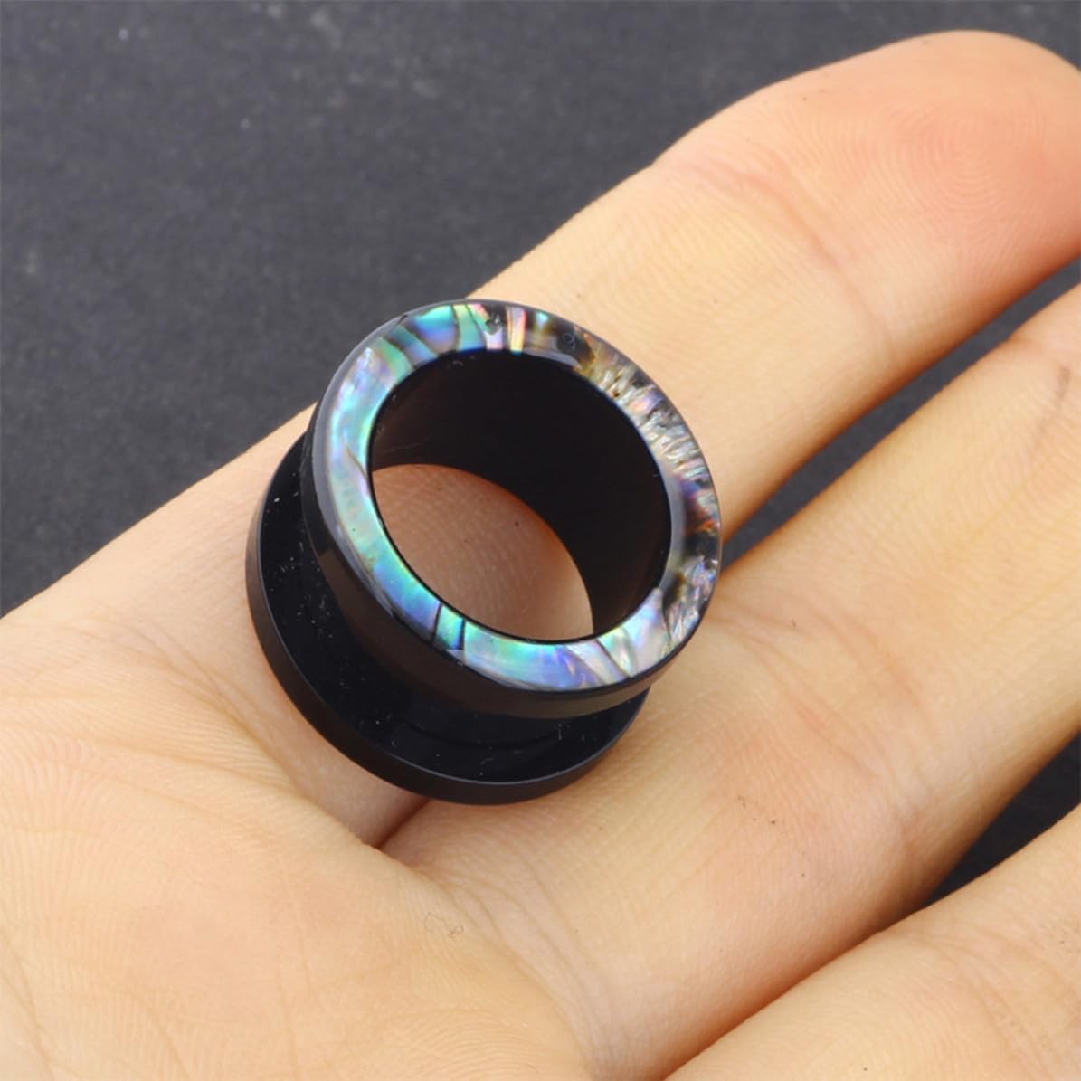 CALLARON Ear Tunnel Plugs Acrylic Black Ear Expanders Fashion Jewelry