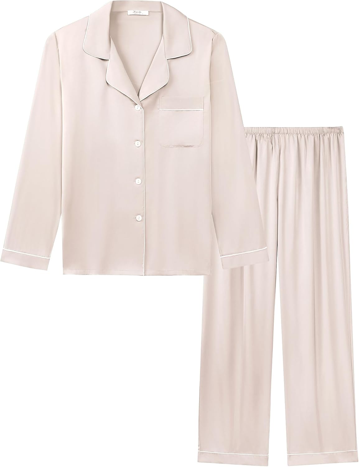 Joyaria Silk Satin Women Pajama Long Sleeve Pj Set Button Down 2 Piece Loungewear Lightweight Breathable Sleepwear S-XXL - Image 6