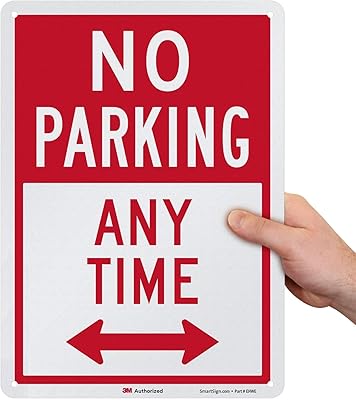 SmartSign 14 x 10 inch “No Parking - Any Time†Metal Sign with Bidirectional Arrow, 40 mil Aluminum, Engineer Grade Reflective Material, Red and White