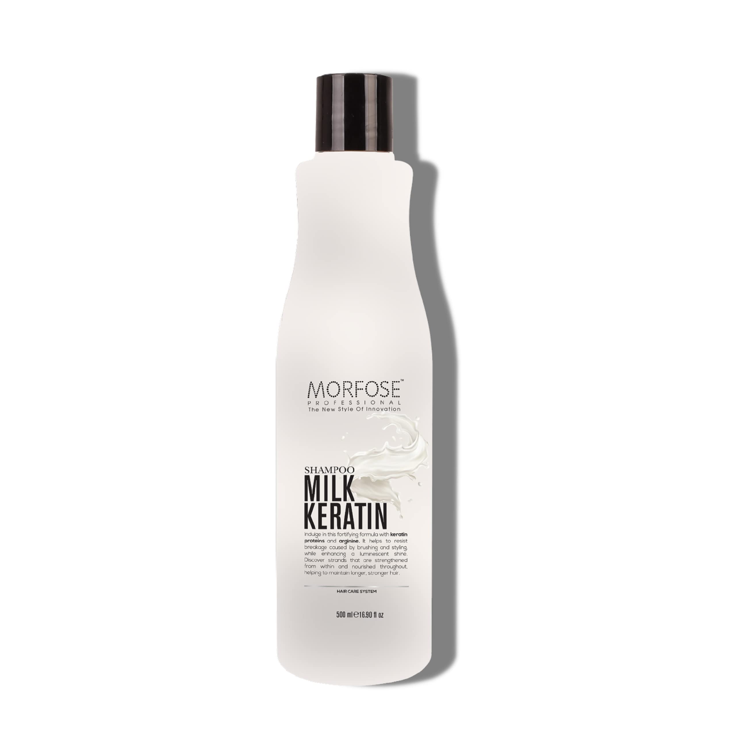 Morfose Milk Keratin Hair Shampoo 500ml – Mit Milch-, Keratin- und Argininproteinen – Reparierend, feuchtigkeitsspendend, für trockenes Haar
