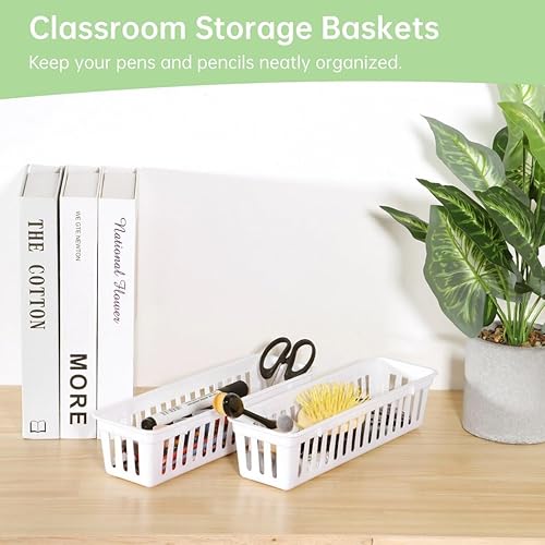 Miniatura 3 de Lnrueg 20 cestas de almacenamiento para el aula, 10.2 x 3.1 x 2.4 pulgadas, organizadores de lápices de plástico para el aula, cestas organizadoras