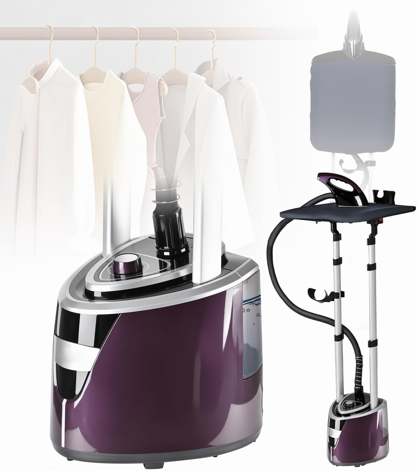 2.3L Water Tank Steamer for Clothes, 2000W Powerful Standing Garment Steamer, 60 Mins Continuous Steaming, 35s Fast Heat-Up