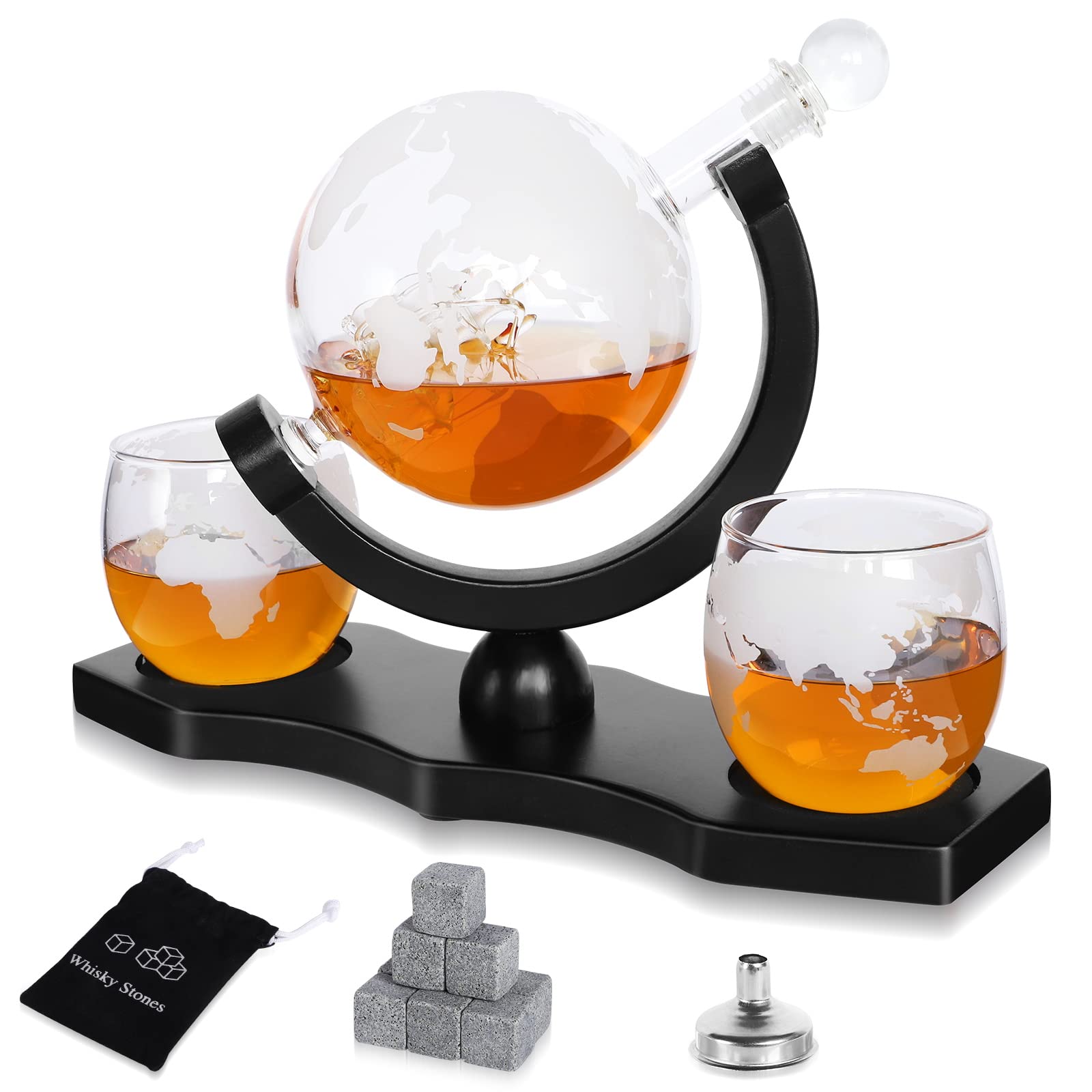Buy Denkee Whiskey Decanter Set, Whiskey Decanter with 2 Glasses for