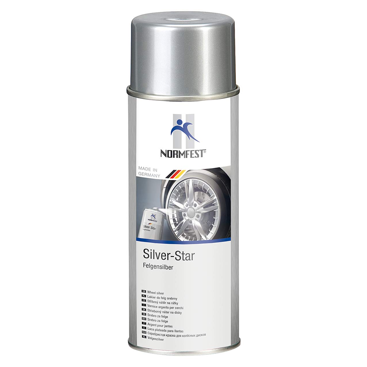 AUPROTEC Pistolengriff + Lackspray Silver Star Felgen Silber Spray Sprühlack Felgenlack Autolack 3x 400ml