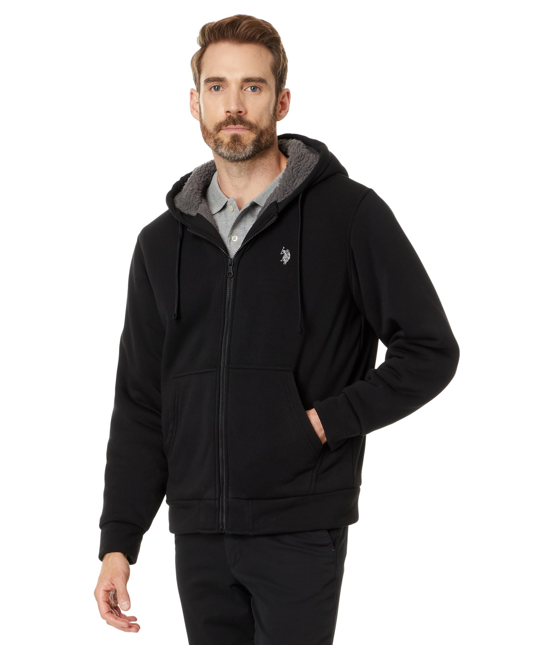 U.S. Polo Assn. mens Uspa Uspa Full Zip Sherpa Hoodie