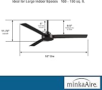Vista 3 de MINKA-AIRE F524-CL Roto 52 Inch Ceiling Fan 3 Blades with Additional 3.5" Downrod in Coal Finish