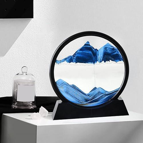 Miniatura 3 de Decoración de imagen artística de arena en movimiento, adornos redondos 3D dinámicos de paisaje de arena, panel de arena que fluye, temporizador