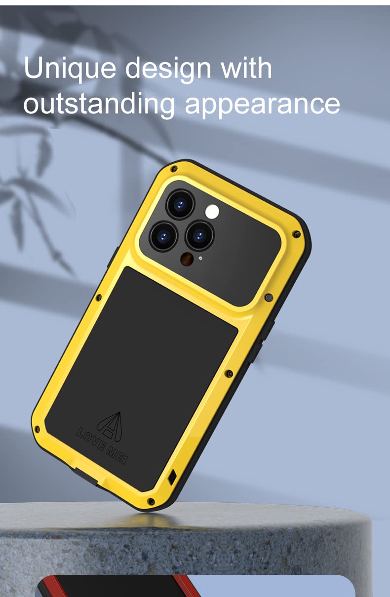 Potente Estuche Impermeable de Metal para iPhone 14 Pro Cubierta Protección de Cuerpo Completo Estuche para teléfono a Prueba de Golpes - Rojo