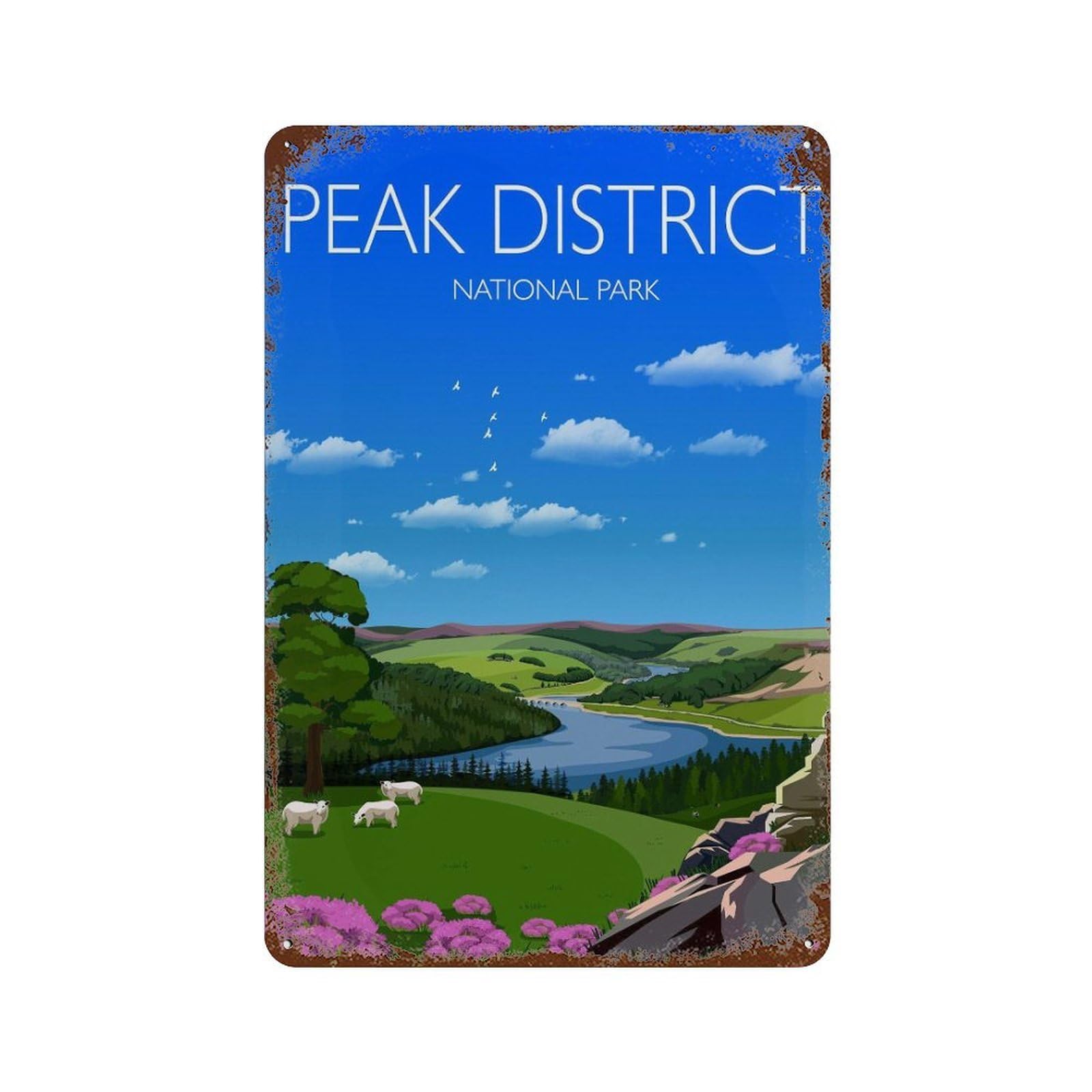 xiaoxiaoshen Travel of Peak District England UK Wall Decor Art Metal Tin Poster Modern Home Decor Art Home Bar Shop Decorations Vintage Sign 30x20cm