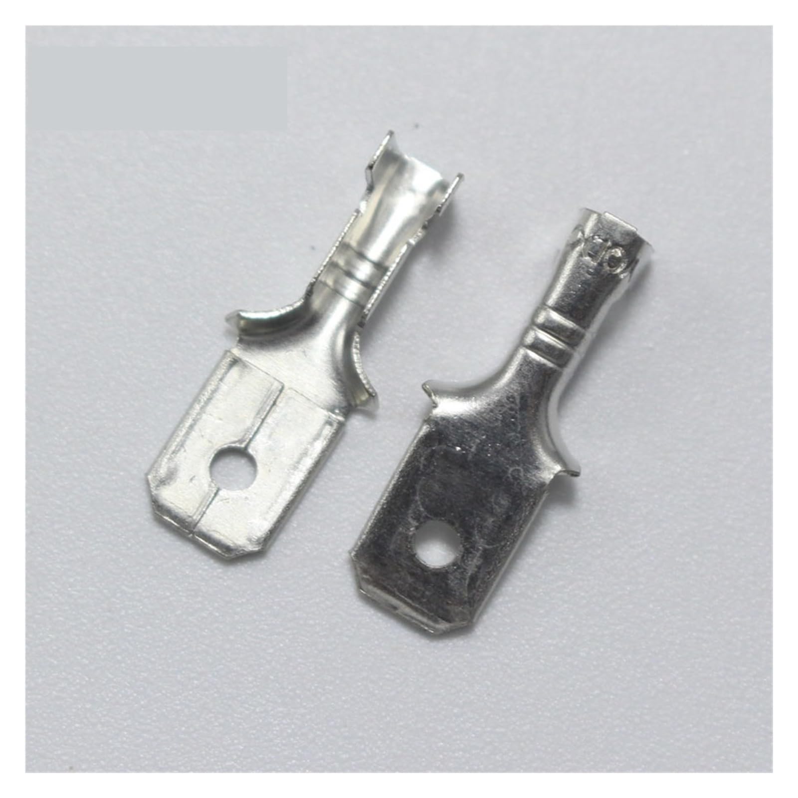 QMKADFQXF 50pcs 6.3 Crimp Terminal 6.3mm Uninsulated Spring Connector 6.3mm Male Short Spade Cold Terminal