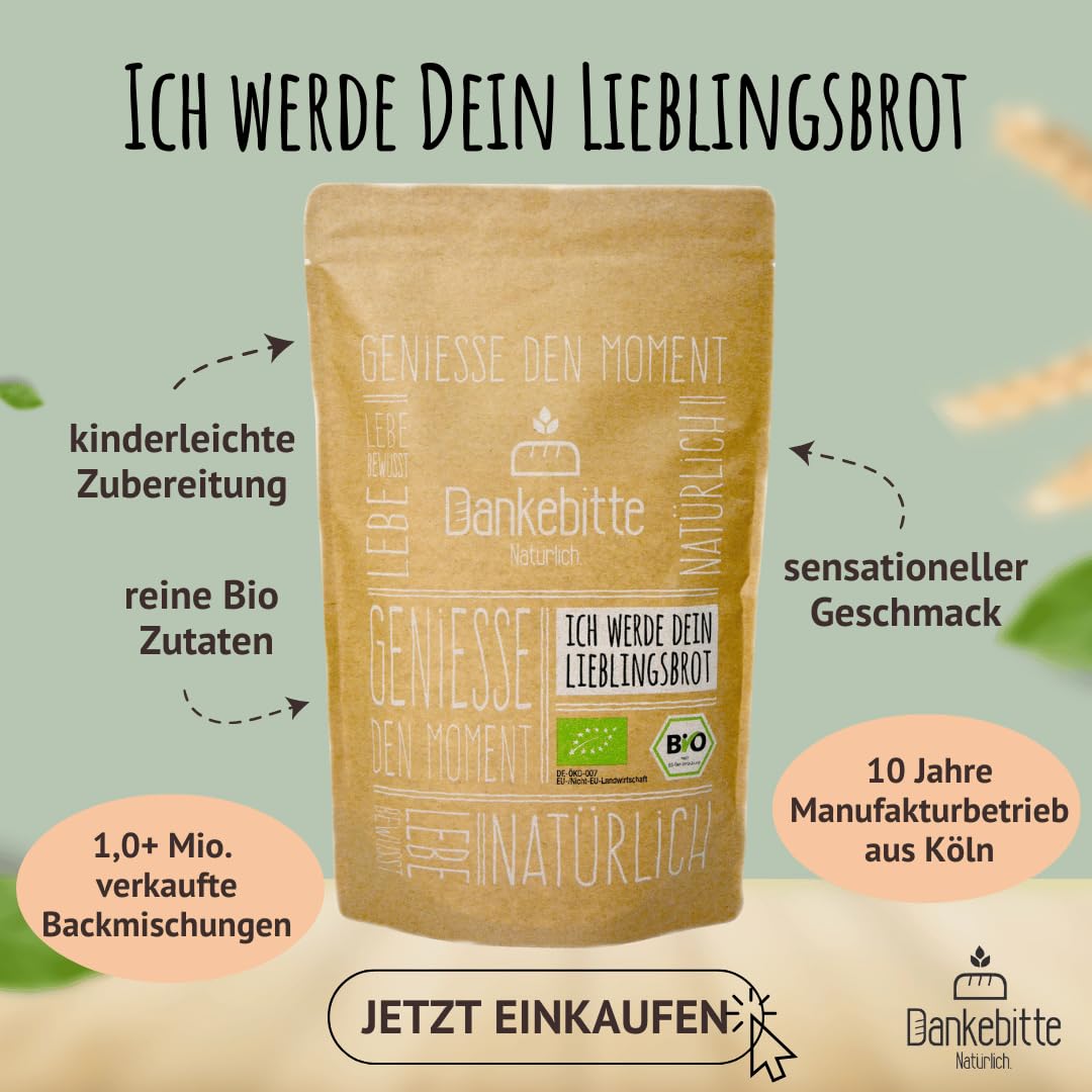 10er Pack Bio Brot Backmischung Dinkelbrot "Dinkelkürbis" 850g je Brot - vegan