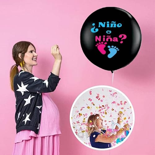 Globo gigante español de lujo negro juego de 36 pulgadas Nino O Nina para baby shower revelación de bebé cumpleaños boda