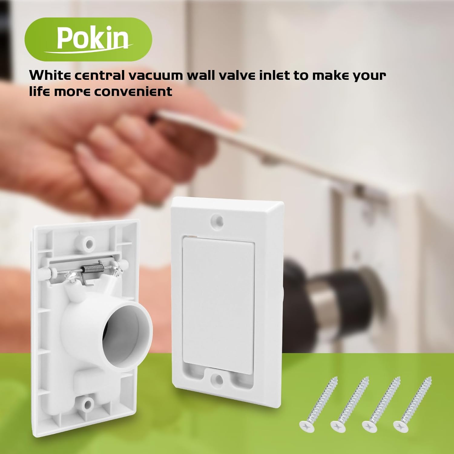 Central Vacuum Square Door Low Volt Inlet Wall Plate for Nutone Beam VacuFlow Electrolux Central Vac Systems -Inlet Valve Plate Fits Central Vacuum Accessories (2 Pack - No Electrical Inlet Connector)