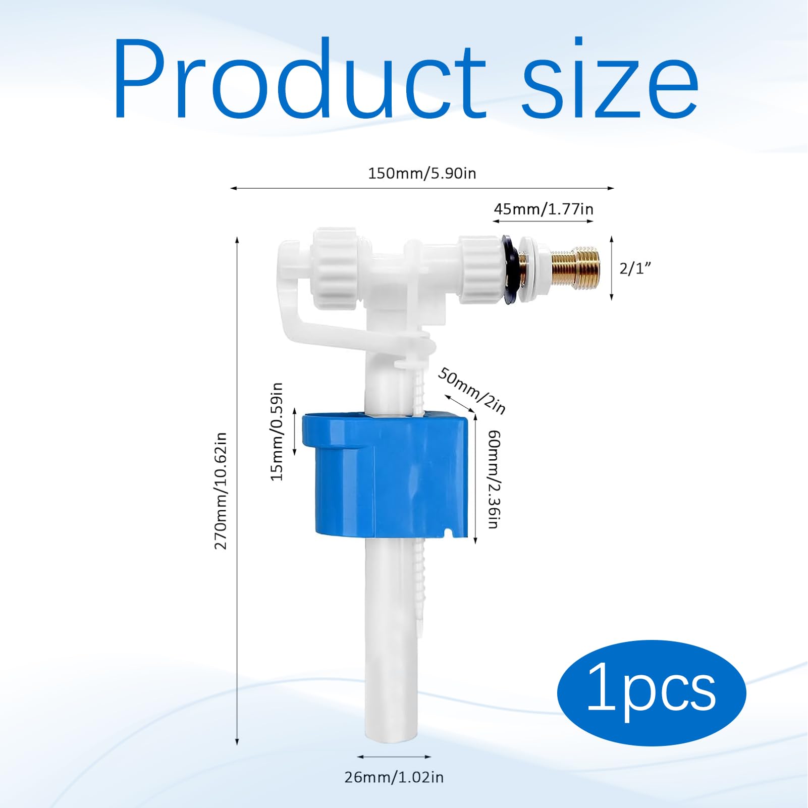 Spülkasten Füllventil Universal,G3/8"und G1/2" Messing Anschluß Spülkasten Ersatzteile,Wassertank Ventil WC Einlassventile Verstellbares Spülkastenfüllventil für Wassersparend,Einstellbare Wassermenge