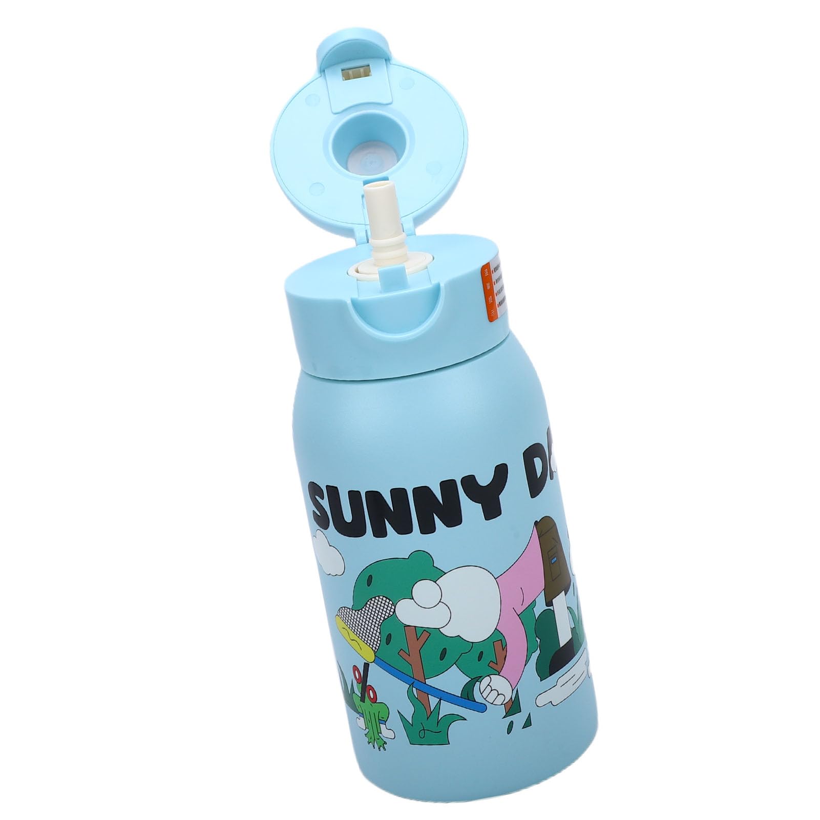 Borraccia Termica da 500 Ml, Borracce Sportive in Acciaio Inossidabile con Impronta Digitale Sbloccabile con Tracolla, per Bevande Calde e Fredde, per Sport, Viaggi e Scuola, Blu