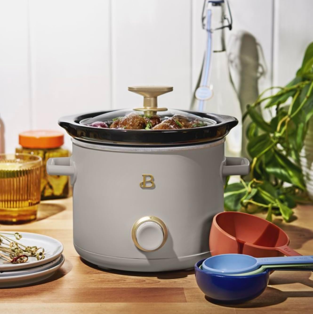 2qt Manual Slow Cooker, 2-Pack, Thyme Green, Porcini Taupe