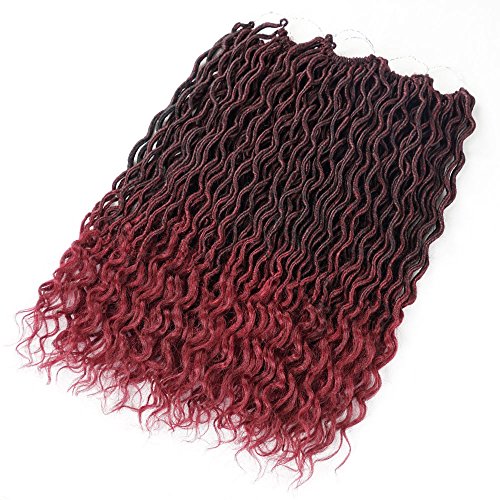 Wavy Faux Locs Crochet Hair Curly Ends Synthetic Braiding Goddess Hair Extensions 6Pcs/Lot. (1B BUG)