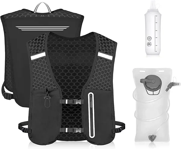 Running Vest with 2L+500ML Hydration Pack, Hydration Bladder Water Backpack for Women Men, Hydro Water Daypack for Cycling Hiking Rave