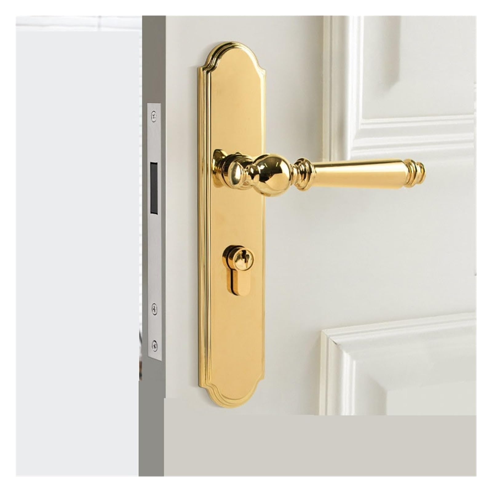 Serrure de porte en laiton pur magnétique poignée bois luxe