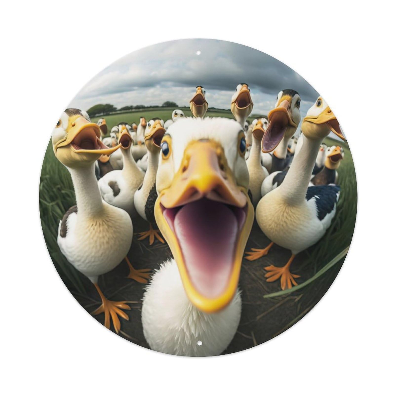 Cute Duck Family Selfie Animal Metal Tin Sign