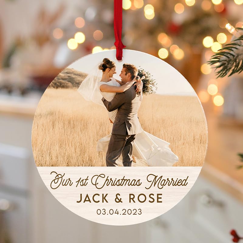 Personalized Our First Christmas Married Ornament 2025 - Custom Mr & Mrs Christmas Tree Decoration