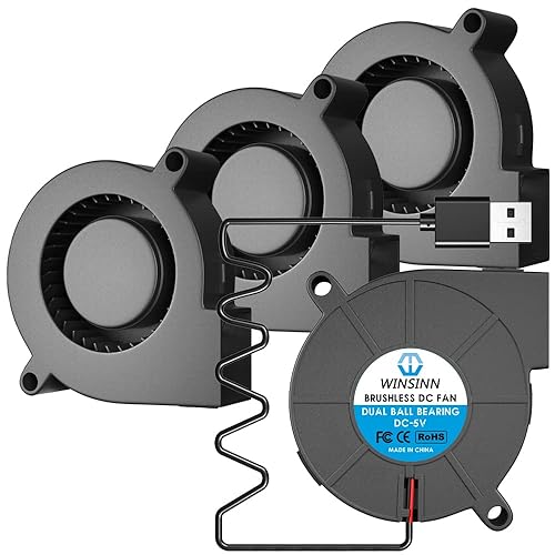WINSINN Ventilador de ventilador USB de 1.969 in 5015 de 5 V, 1.969 in, micro mini USB de 5 voltios, ventilador de turbina turbina de doble
