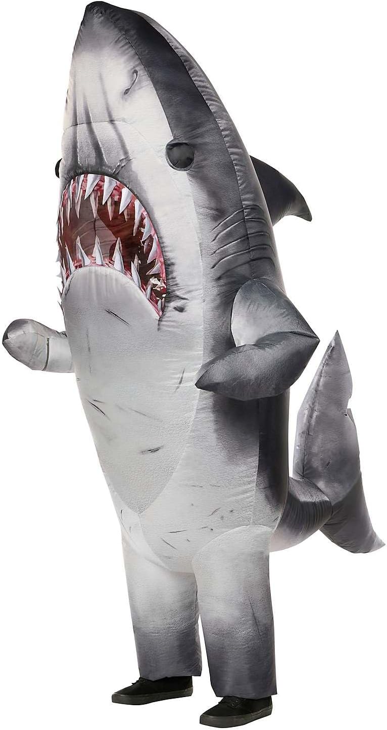 Spirit Halloween Jaws Adult Shark Inflatable Costume, Officially Licensed, Battery-Operated, One Size Fits Most