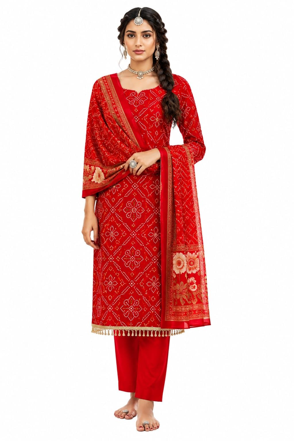 PINK ETHNIC UNSTITCHED SUIT SET | TRADITIONAL PRINT | ELEGANT DUPATTA-picture-41