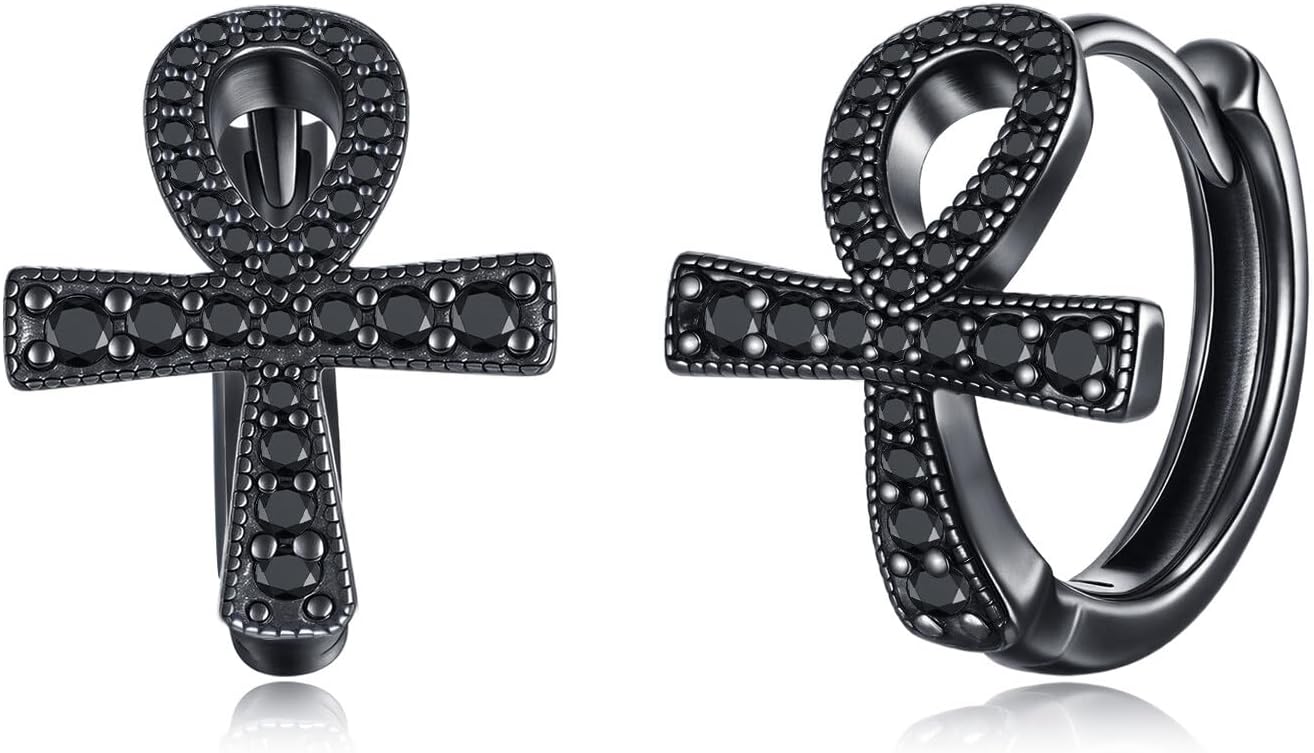 Leverback Earrings Women Sterling Silver Stingray/Raven Hoop Earrings Ankh Jewelry Cactus Gifts for Women