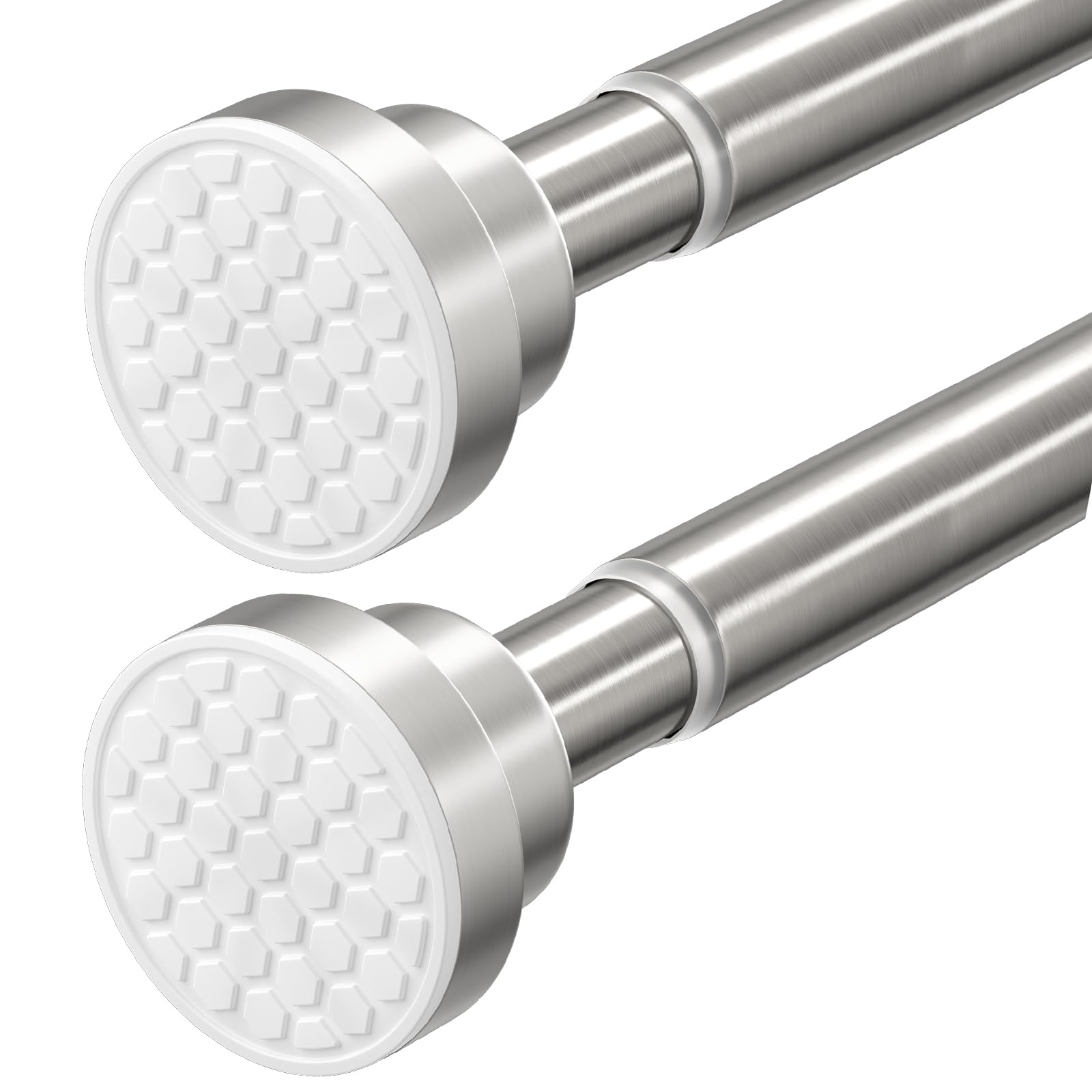 2 Pack Tension Curtain Rod 28-48Inch Curtain Rods for Windows Nickel Spring Curtain Rod no Drilling Adjustable Expandable Tension Rods for Windows,Doorway,Closet,Bedroom
