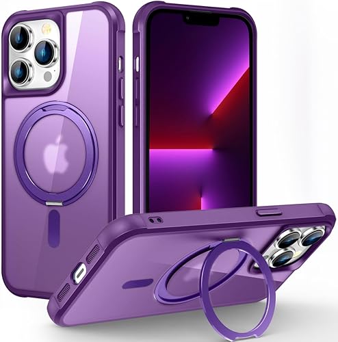 Miniatura 64 de Funda diseñada para iPhone 14 Pro Max con soporte de anillo magnético giratorio de 360° [compatible con Mag-Safe] [protección de grado militar]