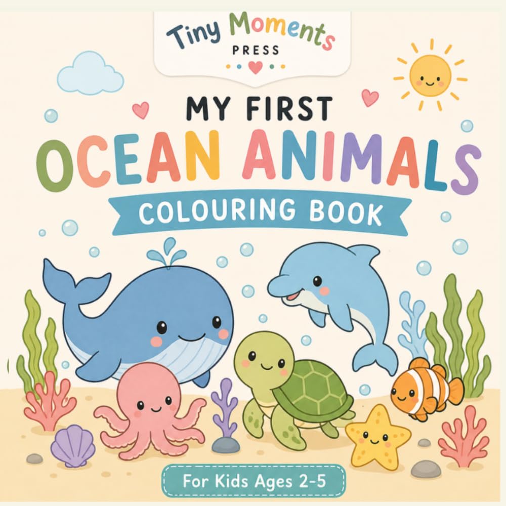 My First Ocean Animals Coloring Book: Cute and Simple Underwater Animals for Toddlers Ages 2-5 (Tiny Moments First Colouring Books)