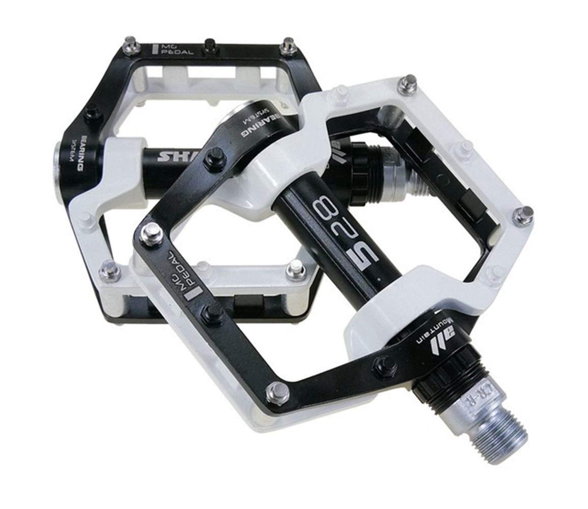 Pedali per Bicicletta MTB con Cuscinetti sigillati, in Lega di magnesio, per Bici da Strada e Mountain Bike, tacchette ultraleggere (Colore: Nero)